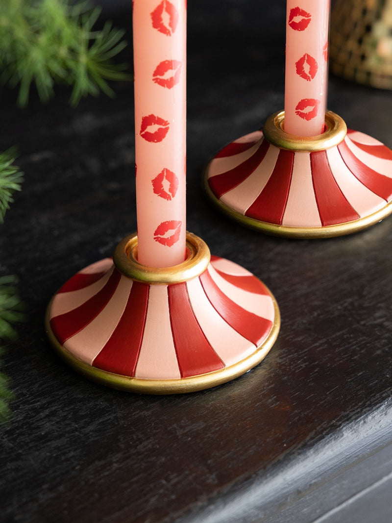 Rockett St George Set of 2 Pink Circus Style Taper Candle Holders