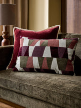 Next Green Cut Velvet Geo Zig Cushion, 40 x 59 x 10cm- Buy online at McGrocer