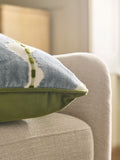 Cut velvet wiggle cushion blue and green 40x59cm (British brand)