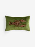 Green velvet embellished lobster cushion 50x30cm (British brand)