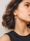 Gold tone square stone drop pavé hoop earrings, UK version