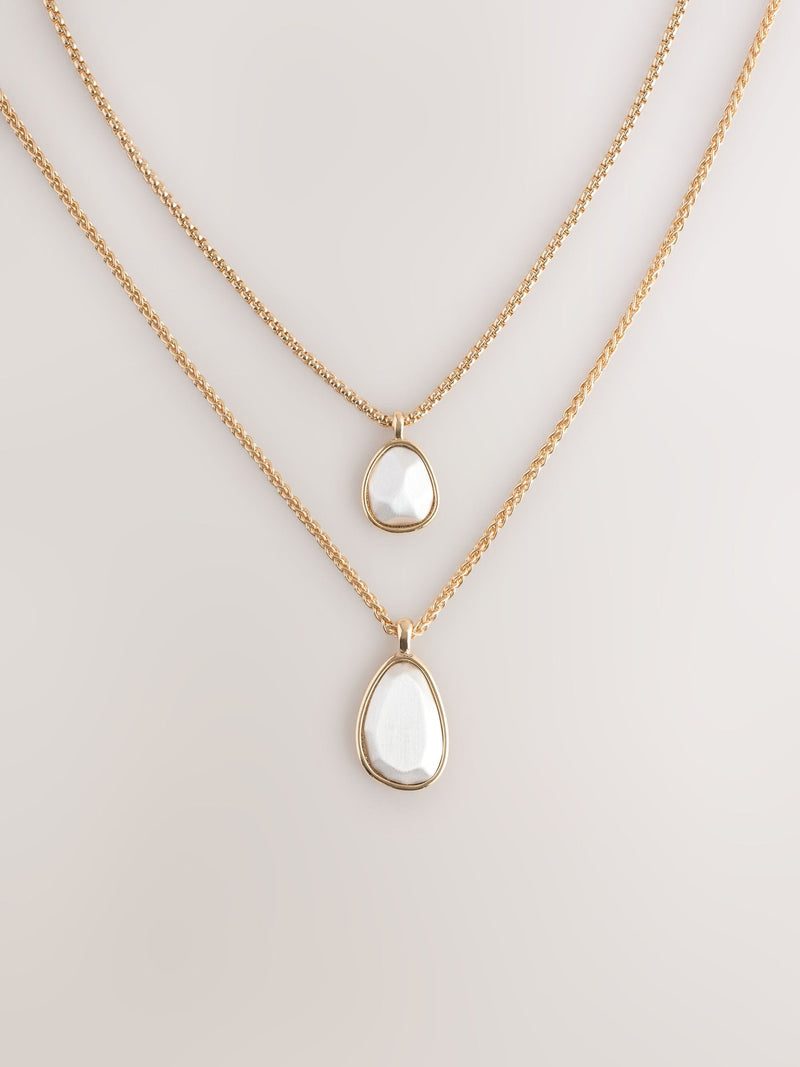 Gold tone two row drop necklace, UK version