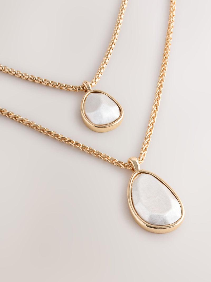 Gold tone two row drop necklace, UK version