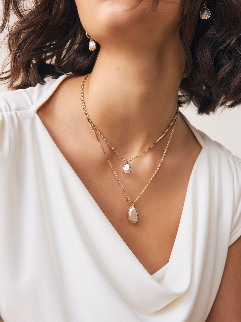 Gold tone two row drop necklace, UK version