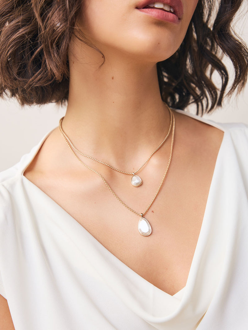 Gold tone two row drop necklace, UK version