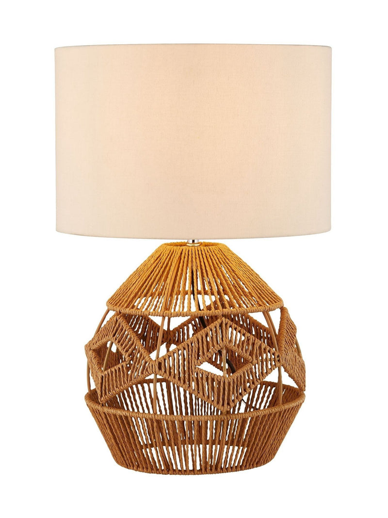 Searchlight Kaia woven table lamp natural white 44cm - British product
