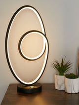 Next Searchlight Matt Black/White Hazel LED Touch Table Lamp- Buy online at McGrocer