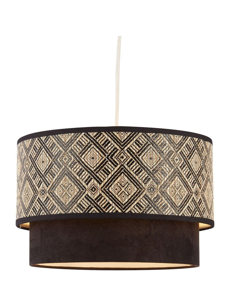 Searchlight two-tier lampshade cream black white 35.5cm, UK version