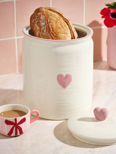 Next Pink Heart Ceramic Bread Bin- Buy online at McGrocer