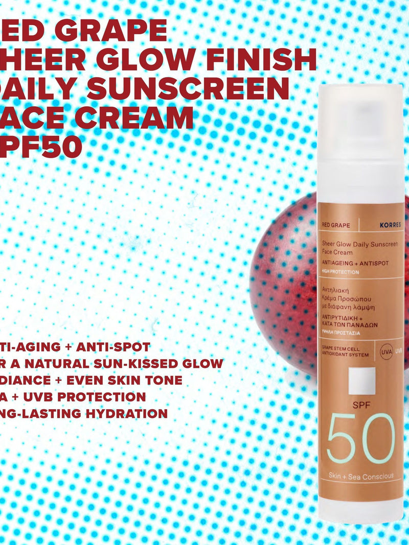Korres Red Grape Sunscreen SPF50 and Black Pine Day Cream set, UK version