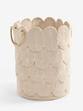Neutral swirl rope storage basket with bamboo handles, UK version