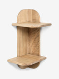 Neutral carved wood corner shelf display piece, UK version