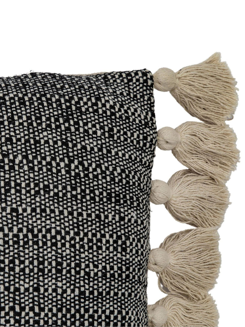Gallery Home black woven cushion with tassels 45x45cm (British brand)