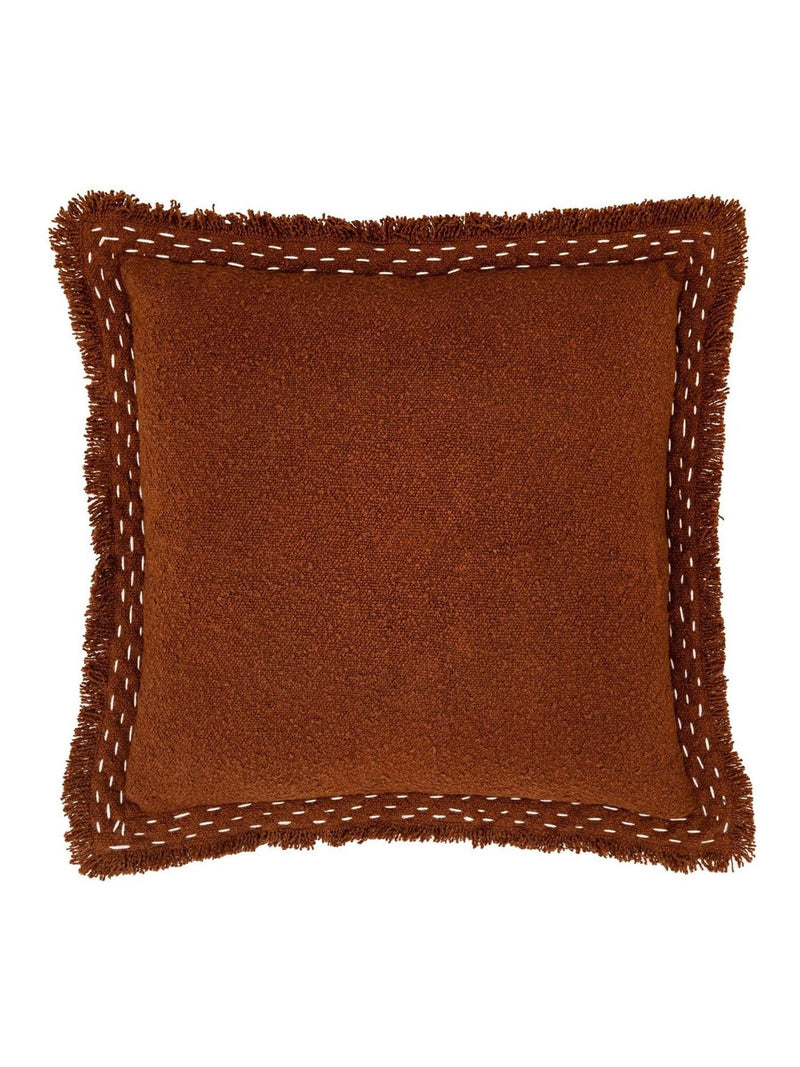 Gallery Home orange stitched fringed cushion 45x45cm - British product