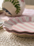 Set of two pink stripe side plates 22cm (British brand)