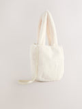 Cream fur bucket bag polyester accessory (British brand)