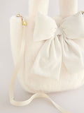 Cream fur bucket bag polyester accessory (British brand)