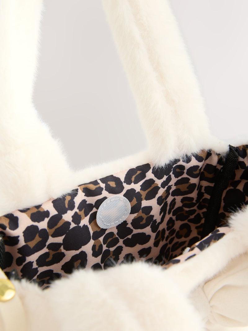 Cream fur bucket bag polyester accessory (British brand)