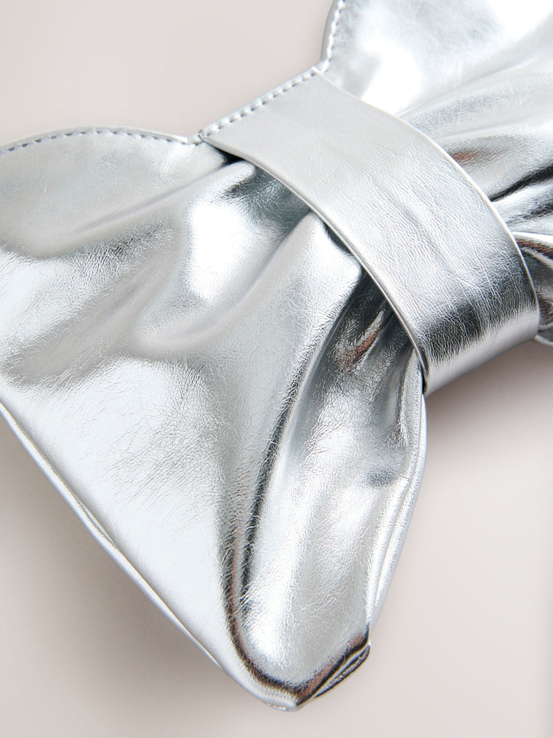 Children's silver sparkle bow bag, 100% PU (British brand)