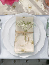 Lot de 4 serviettes de table en lin naturel Sophie Allport, motif abeille