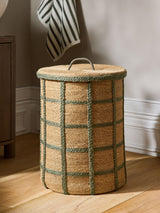 Next Sage Green Seagrass Check Hamper Laundry Basket (50cm x 38cm x 38cm)- Buy online at McGrocer