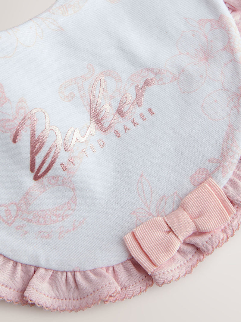 Baker by Ted Baker pink baby bibs with ruffle trim, UK version