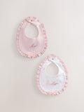 Baker by Ted Baker pink baby bibs with ruffle trim, UK version