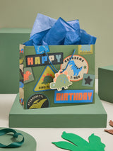 Next Green Dinosaur Medium Gift Bag and Card Set- Buy online at McGrocer