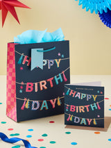 Next Navy Medium Bunting Gift Bag and Card Set- Buy online at McGrocer