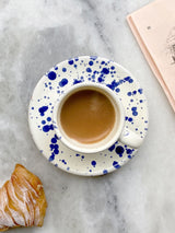 Next Hot Pottery Cranberry Splatter Espresso Cup and Saucer Set of 4- Buy online at McGrocer