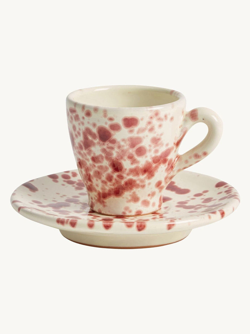 Hot Pottery cranberry splatter espresso set of 4 (British brand)