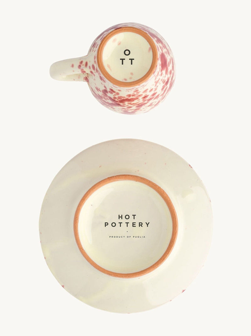 Hot Pottery cranberry splatter espresso set of 4 (British brand)
