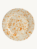 Hot Pottery burnt orange splatter 12-piece dinner set, imported from the UK