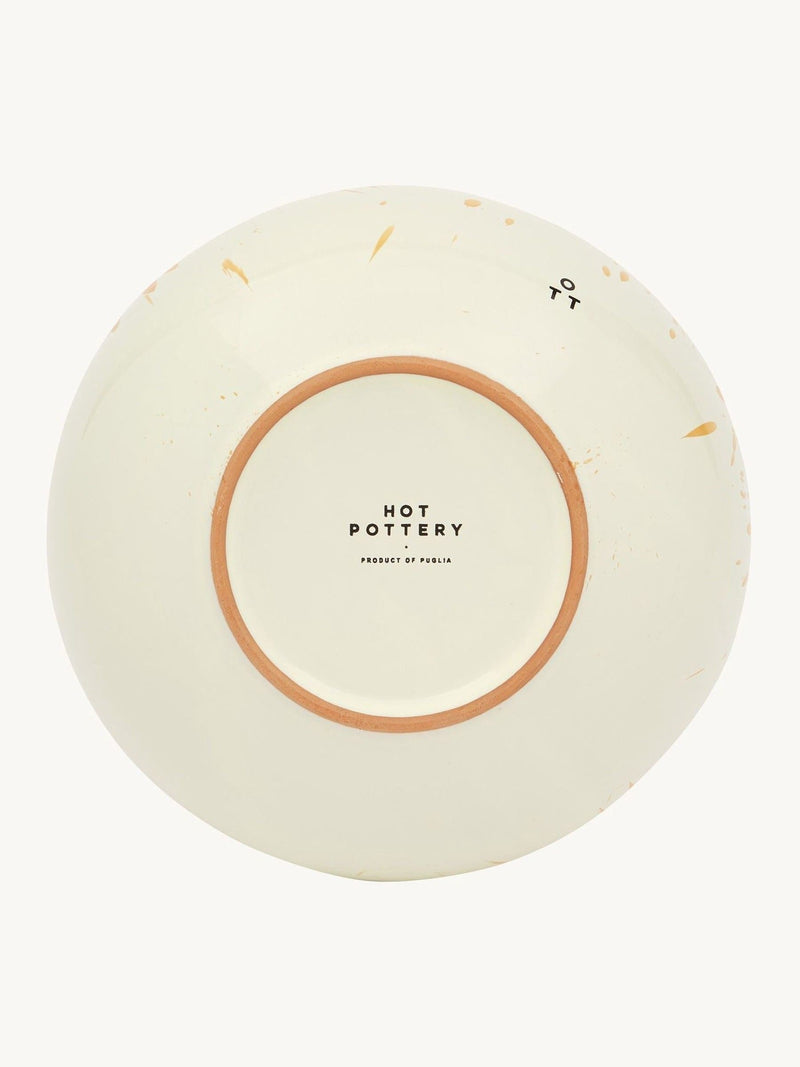 Hot Pottery burnt orange splatter 12-piece dinner set, imported from the UK