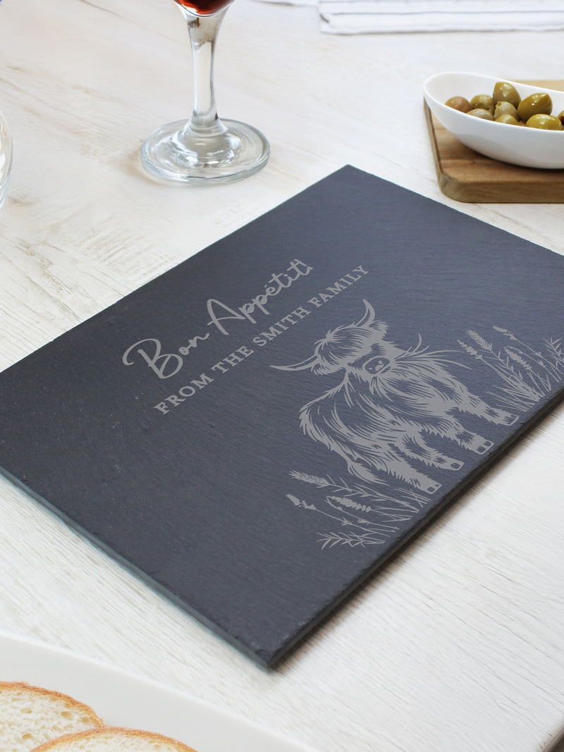 PMC Highland cow slate rectangle placemat, UK version