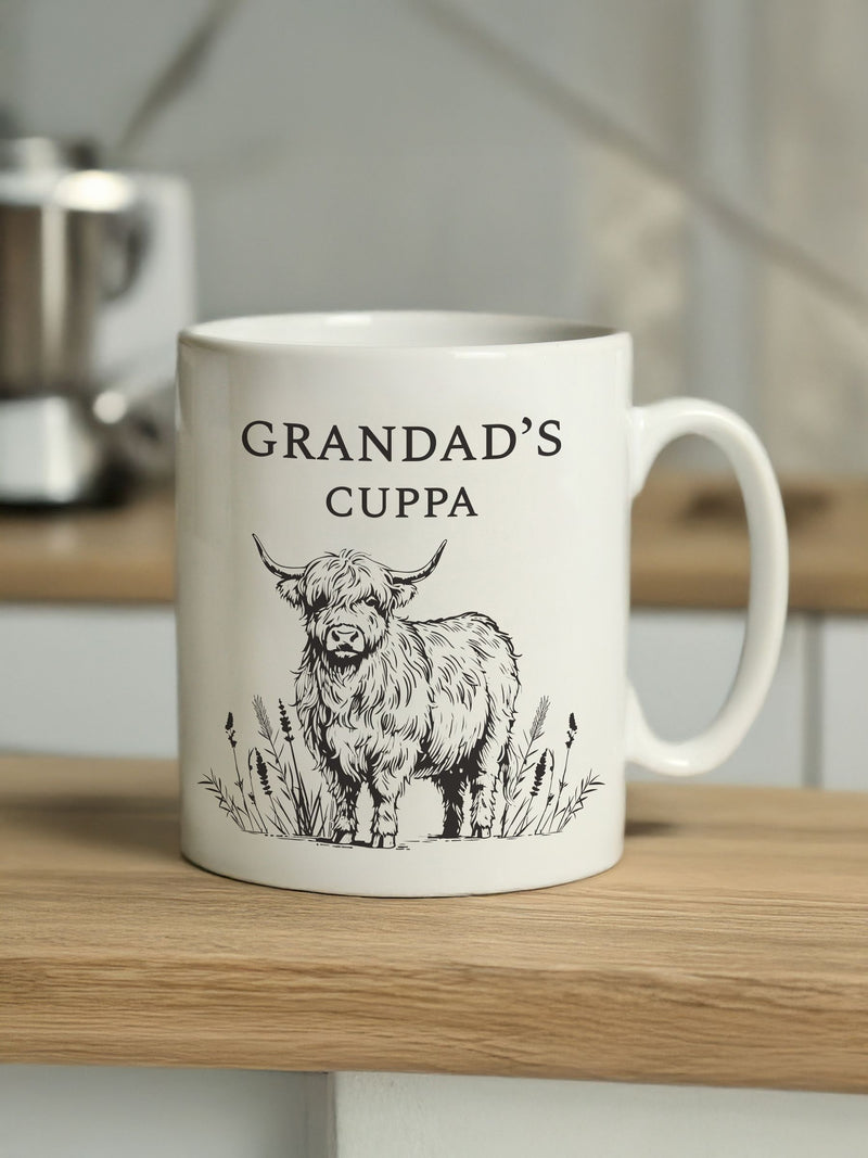 PMC black Highland cow ceramic mug, imported from the UK