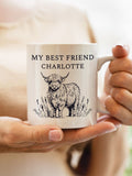 PMC black Highland cow ceramic mug, imported from the UK