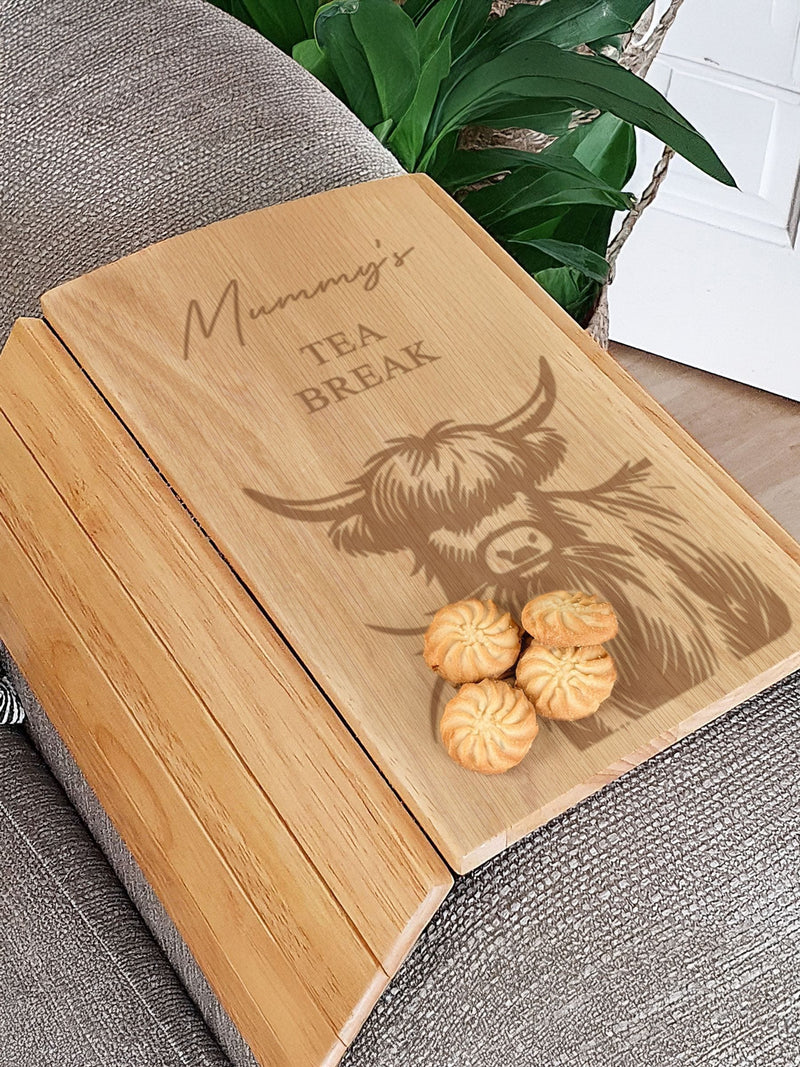 PMC Highland cow wooden sofa tray 25cm, imported from the UK