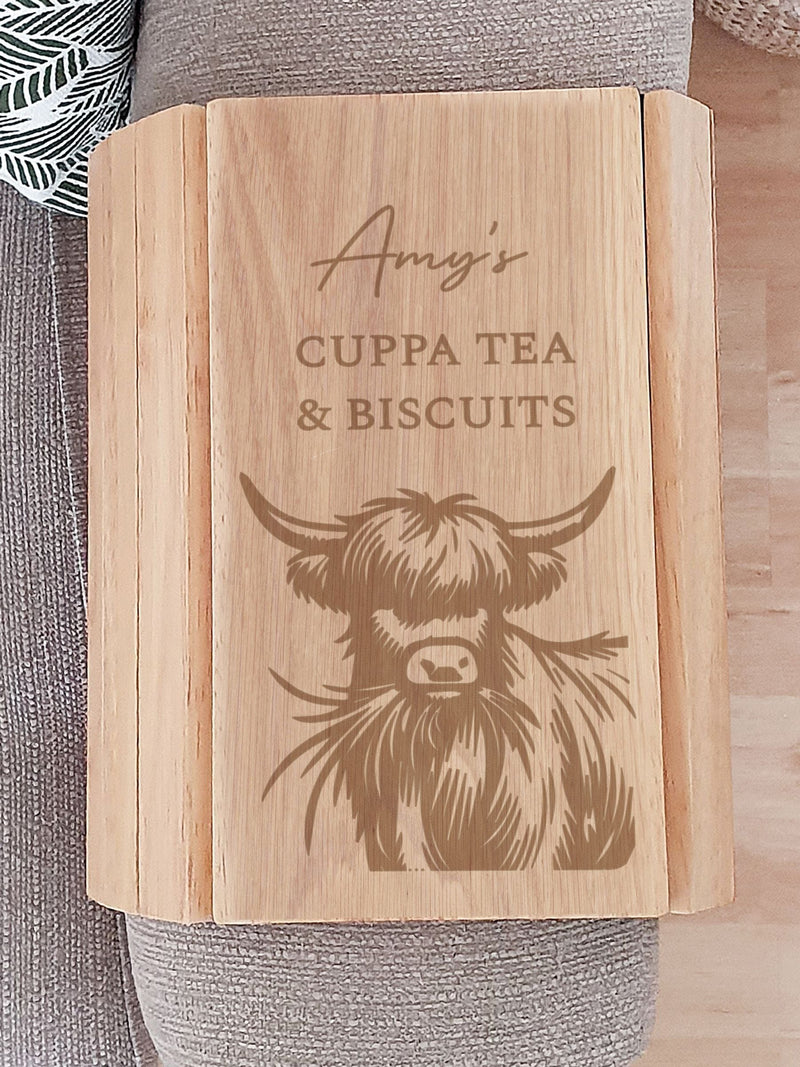 PMC Highland cow wooden sofa tray 25cm, imported from the UK