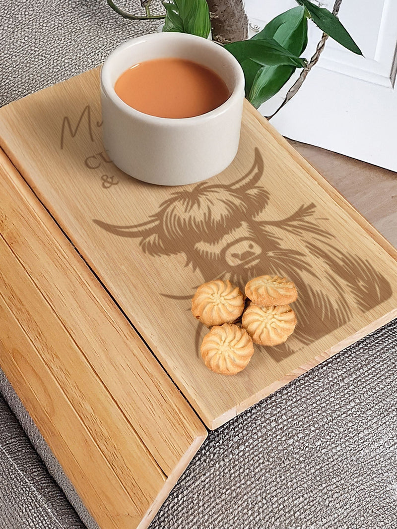 PMC Highland cow wooden sofa tray 25cm, imported from the UK