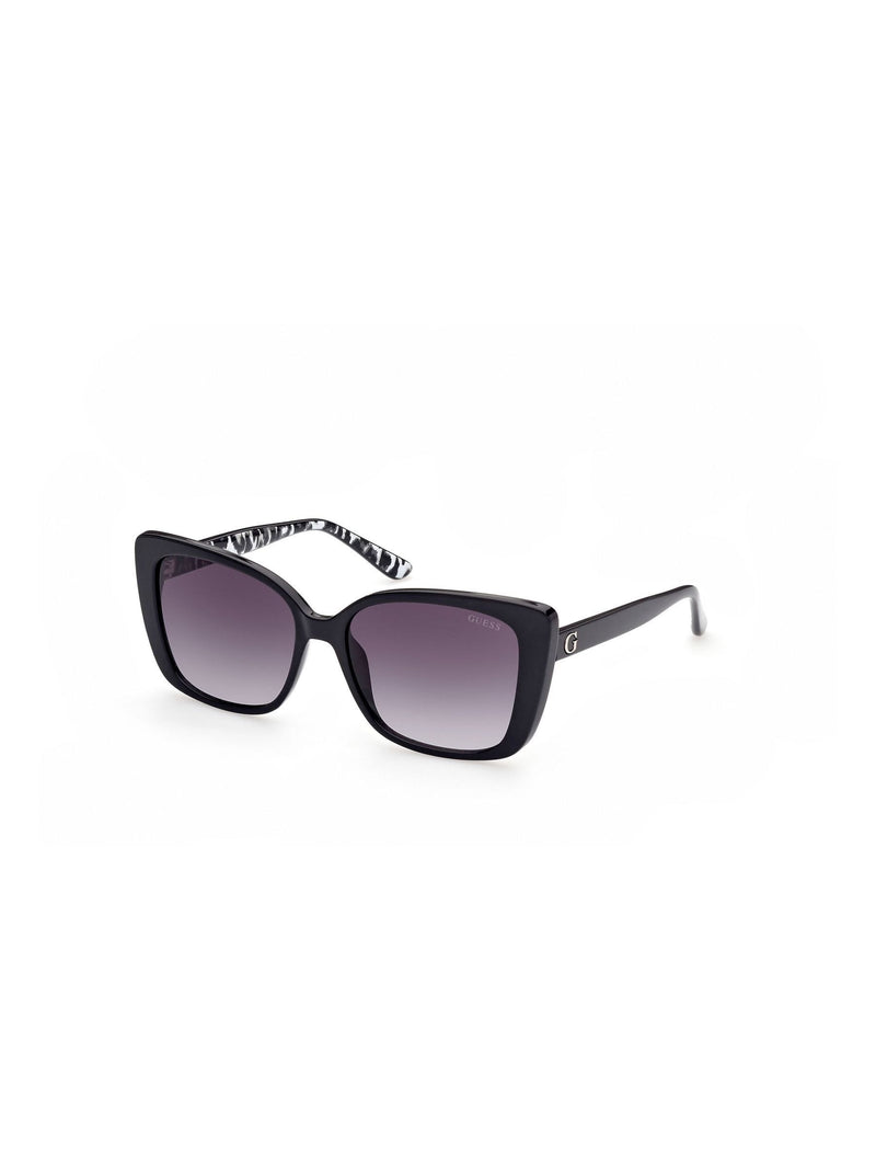 Guess black rectangular sunglasses with animal print temples, UK version