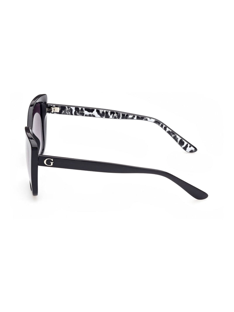 Guess black rectangular sunglasses with animal print temples, UK version