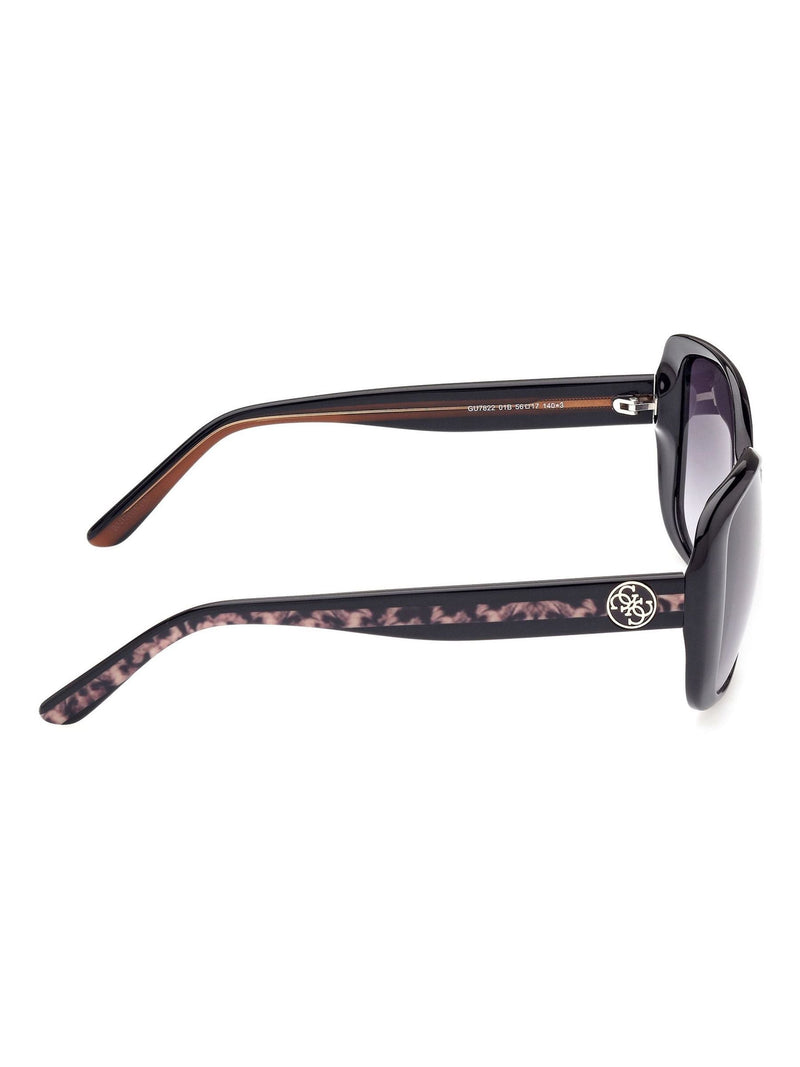 Guess shiny black rectangular acetate sunglasses, UK version