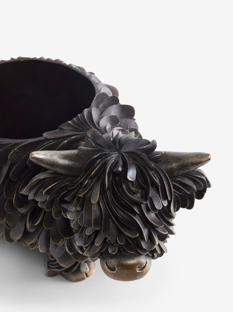 Bronze Hamish Highland Cow resin planter - British product