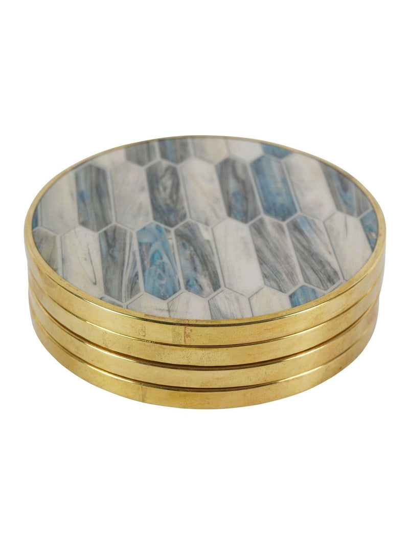 Libra Interiors Blue Mosaic Style coasters set of 4, UK version