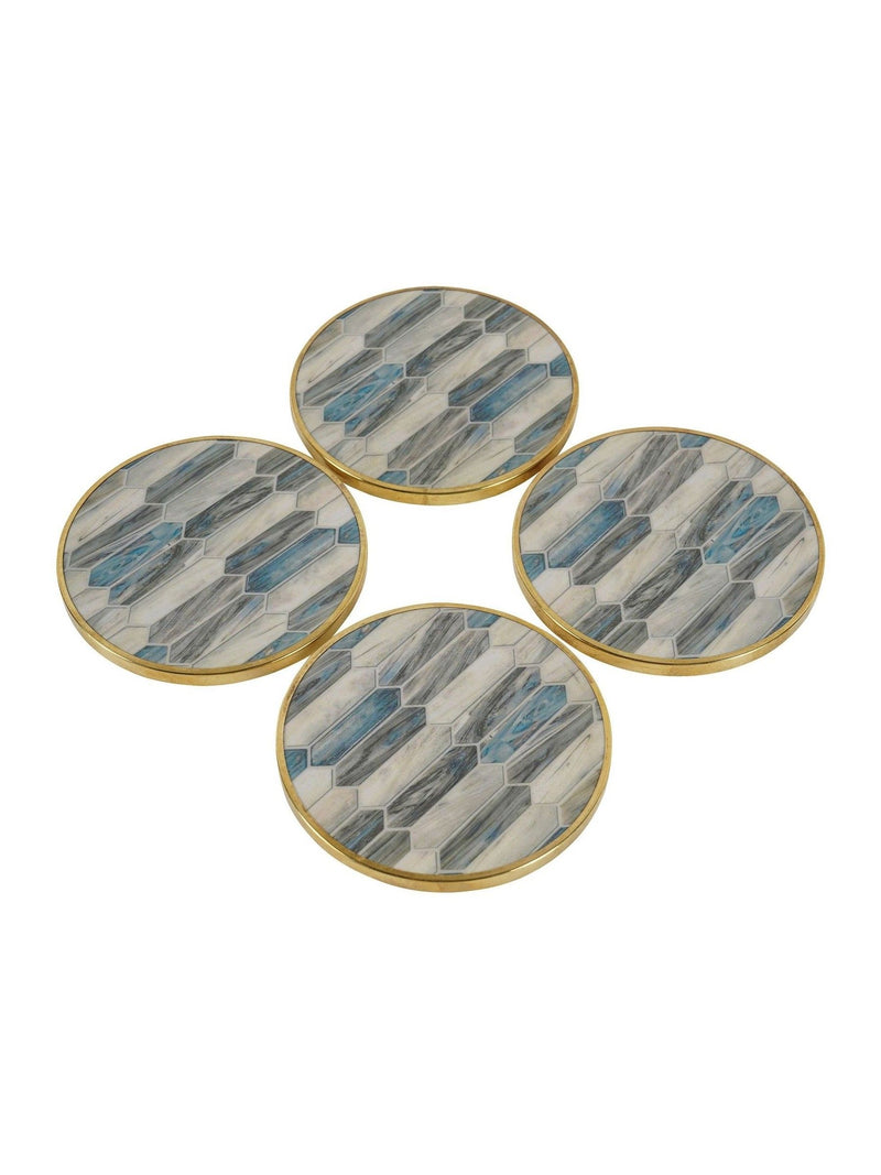 Libra Interiors Blue Mosaic Style coasters set of 4, UK version