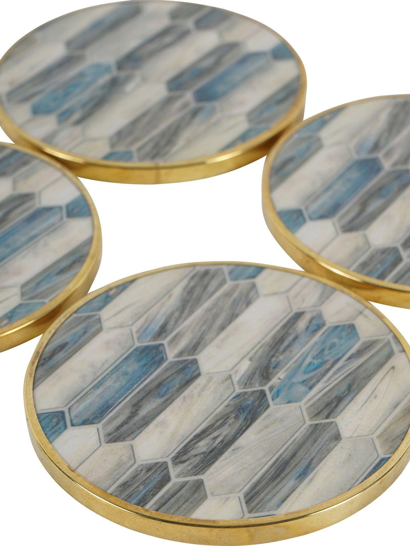 Libra Interiors Blue Mosaic Style coasters set of 4, UK version