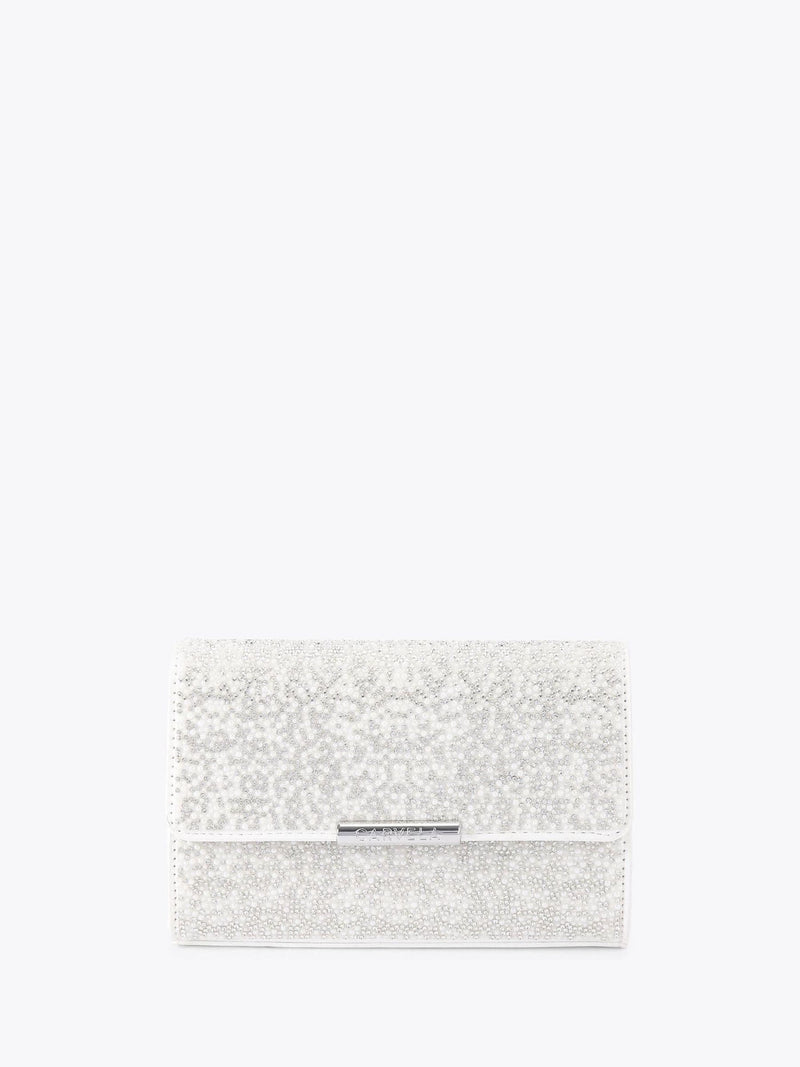 Carvela white Gala clutch bag with faux pearl and crystal (British brand)