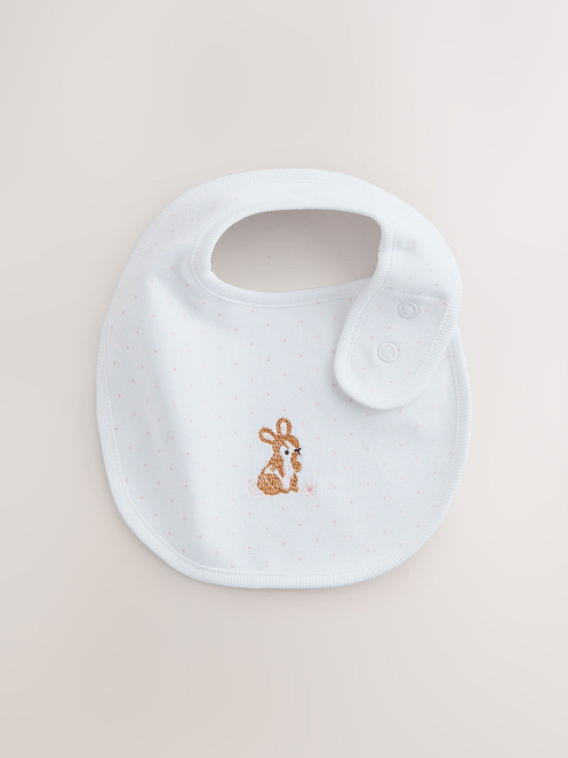 Baby bibs 5 pack pink and white cotton - British product