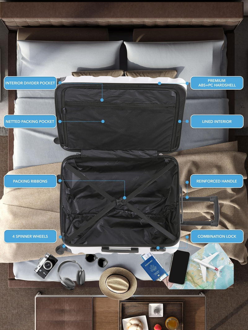 Flight Knight white luggage set medium and large (British brand)